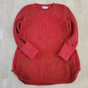 Dakini orange waffle knit side zippers sweater size xs